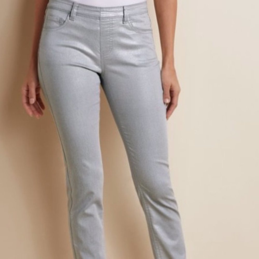 Soft Surroundings Silver Pull-on Skinny Jeans